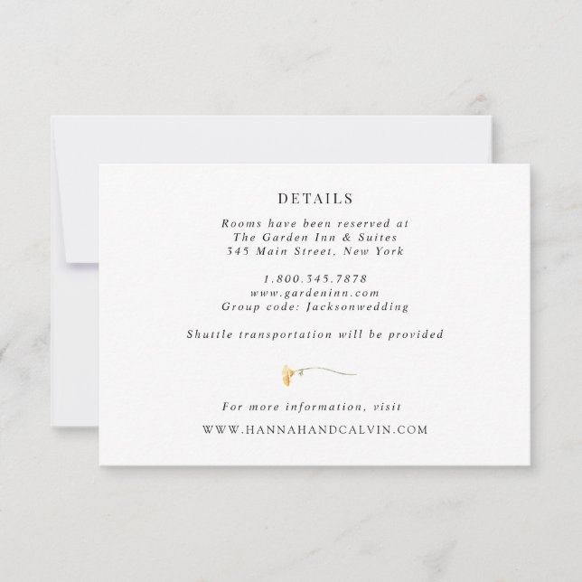 Delicada tarjeta de detalles del Boda de Flor Silv (Anverso)