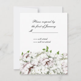 Delicada tarjeta de respuesta floral blanca y Rubo