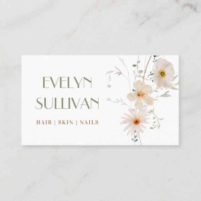 Delicada tarjeta de visita para flores silvestres (Anverso)