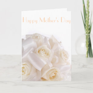 Delicada tarjeta del día de la madre de rosas blan