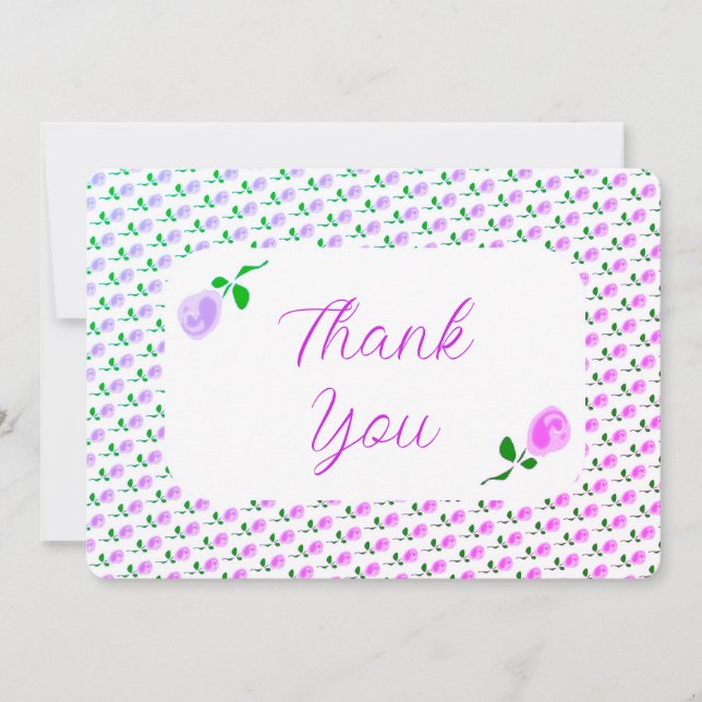 Delicada tarjeta rosa de agradecimiento (Anverso)