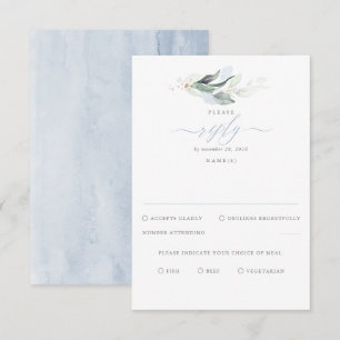Delicada vegetación y dura boda azul RSVP