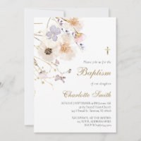 delicadas flores silvestres Bautismo Invitación