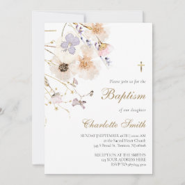 delicadas flores silvestres Bautismo Invitación