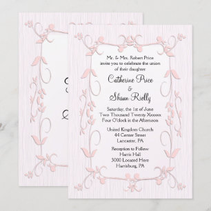 Delicadas invitaciones de boda rosada