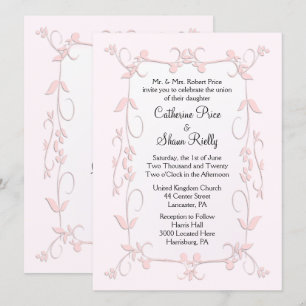 Delicadas invitaciones de boda rosada