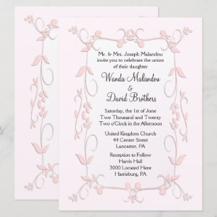 Delicadas invitaciones de boda rosada