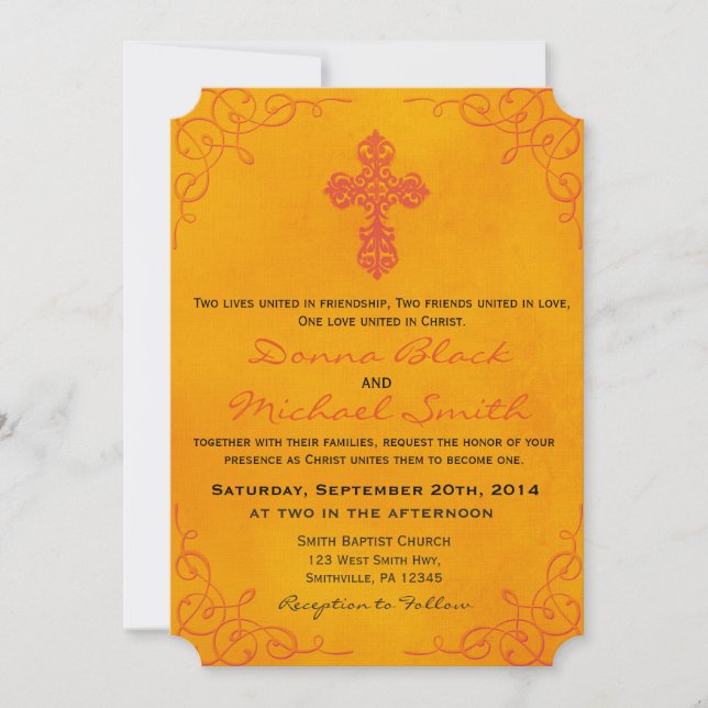 Delicadas invitaciones de matrimonio entre religio (Anverso)