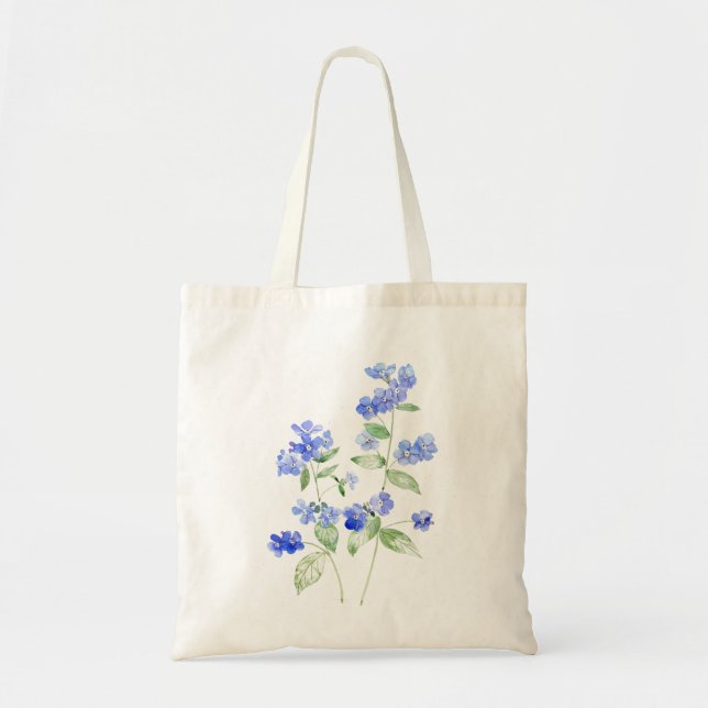 delicado azul flores de Brunnera bolsa de tote de  (Frente)