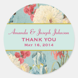 Delicado Boda Botánico Gracias Pegatina Redondo