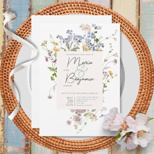 Delicado Boho Wildflowers Invitación a la boda bla