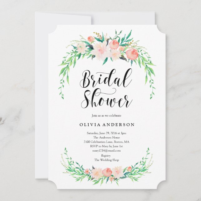 Delicado Bouquet Bridal Shower Invitación (Anverso)