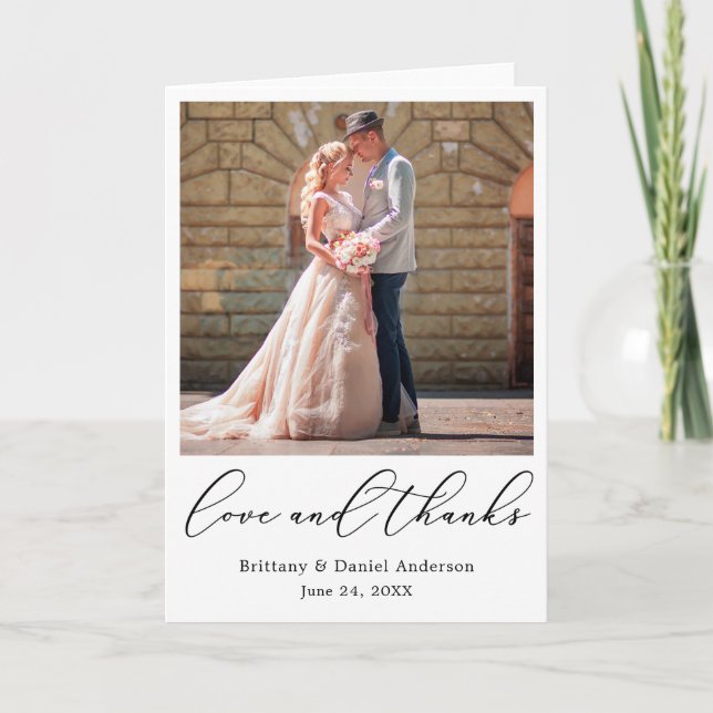 Delicado caligrafía Amor y agradecimiento Boda Fol (Anverso)