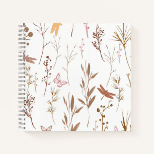 Delicado cuaderno de jardín de flores silvestres