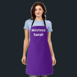 Delicado delantal de azafata con hermosa caligrafí<br><div class="desc">Delantal de azafata morado para fiesta de boda</div>