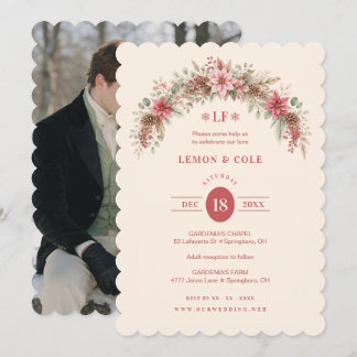 Delicado Invitación de Boda con Foto de Navidad en