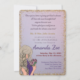 Delicado Invitación de Mis Quince Morado