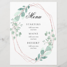 delicado marco de vegetación boda Menú