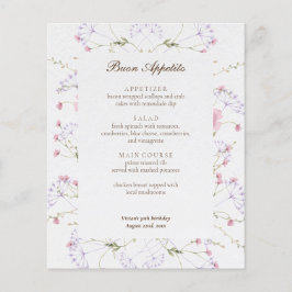 Delicado menú de eventos de crema de flores silves