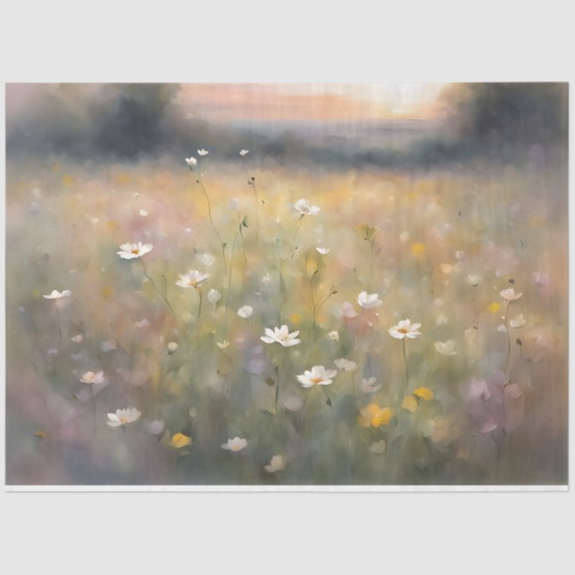 Delicado papel de tejido de flores silvestres (Anverso)