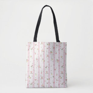 Delicado Patrón Floral Atrás Bolsa De Tote Rosa Só
