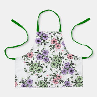 Delicado patrón floral delantal de cocina con vibr
