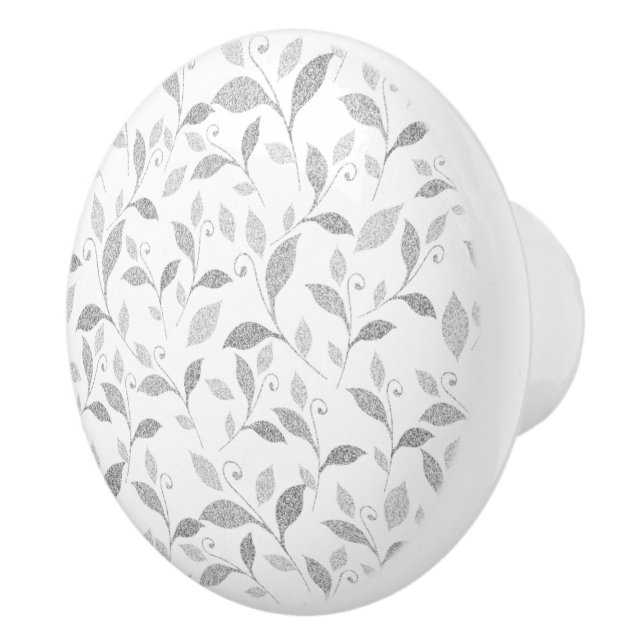 Delicado pomo de cerámica floral gris texturado (Derecha)