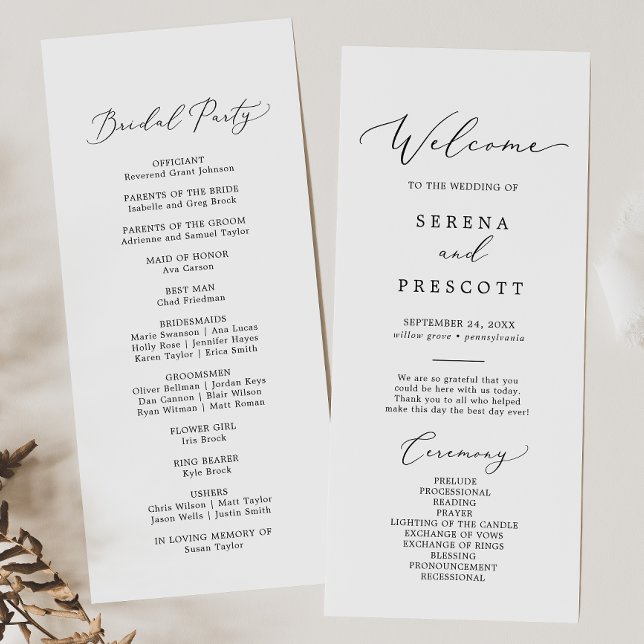 Delicado programa de matrimonio de caligrafía negr (Subido por el creador)