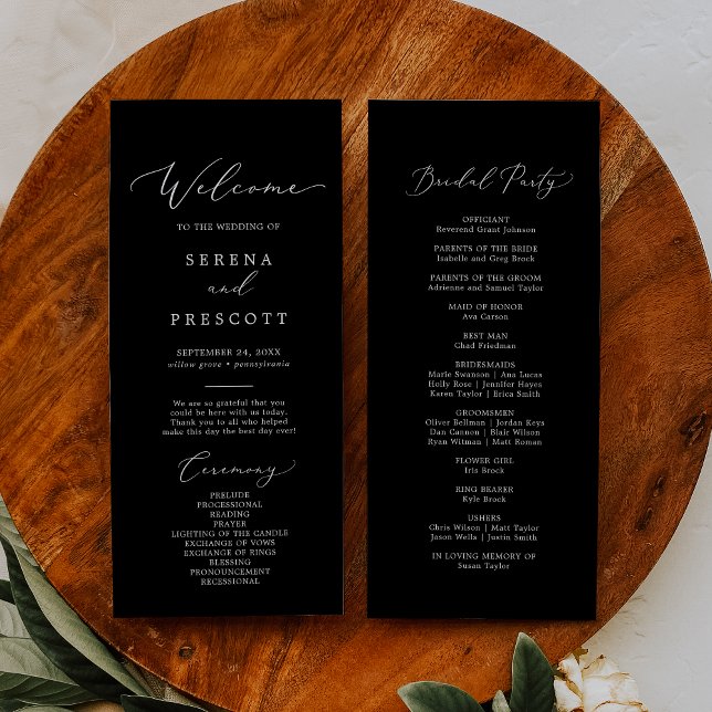 Delicado programa de matrimonio de caligrafía negr (Subido por el creador)