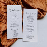 Delicado programa de matrimonio imprimible en negr<br><div class="desc">Este delicado programa de boda imprimible en negro es perfecto para un boda moderno. El romántico diseño minimalista presenta una bonita y elegante tipografía negra sobre un fondo blanco con un aspecto limpio y sencillo. Incluya el nombre de la novia y el novio, la fecha y ubicación del boda, el...</div>