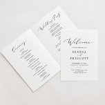 Delicado programa plegado o imprimible en negro<br><div class="desc">Este delicado programa plegado o imprimible en negro es perfecto para un boda moderno. El romántico diseño minimalista presenta una bonita y elegante tipografía negra sobre un fondo blanco con un aspecto limpio y sencillo. Solicite programas impresos,  o una descarga instantánea digital,  o ambos.</div>