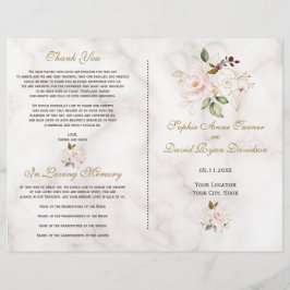 Delicado programa Rubor Gold Flowers Marble Weddin
