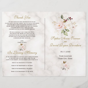 Delicado programa Rubor Gold Flowers Marble Weddin