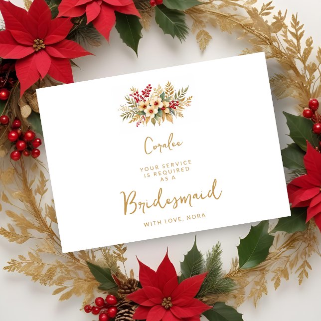 Delicados Navidades de Glam Dorada Floral (Delicate Glam Christmas Floral Gold Bridesmaid
Delicate Glam Christmas Floral Bouquet Proposals Card)