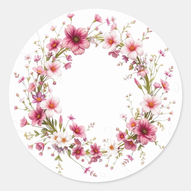 Delicados Pegatinas rosados de guirnaldas florales (Anverso)