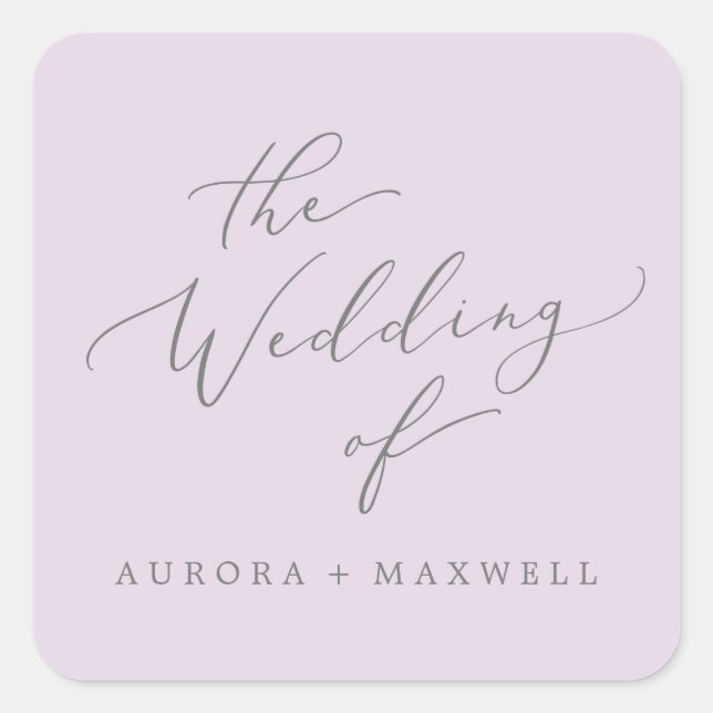 Delicados Sellos para sobres de Boda de Lavanda (Anverso)