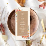 Delicate Autumate Foliage Boda Menu<br><div class="desc">Delicado follaje en la parte superior izquierda e inferior derecha con fondo inspirado en el material para el texto blanco.</div>