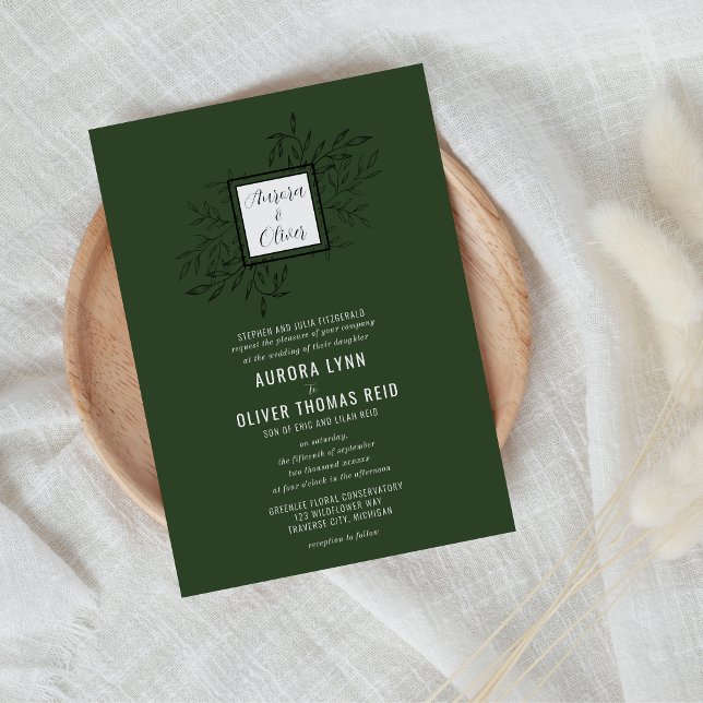 Delicate Foliage | Deep Sage | Invitación de boda (Subido por el creador)