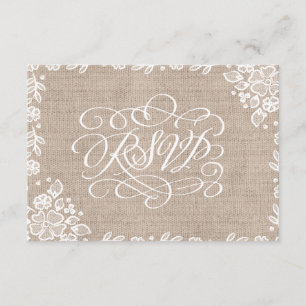 Delicate Lace Burlap Boda Rústica RSVP