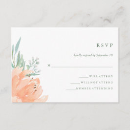 Delicate Peach Floral and Eucalyptus Wedding RSVP
