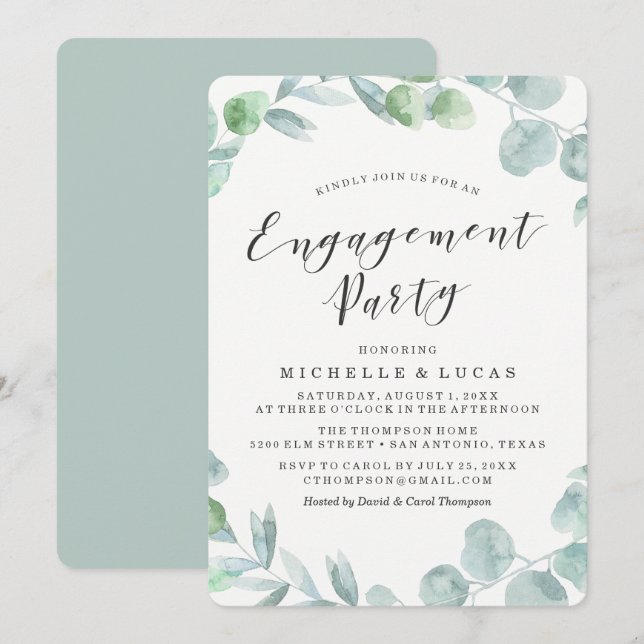 Delicate Wreath | Invitación de la Parte Contratan (Anverso / Reverso)