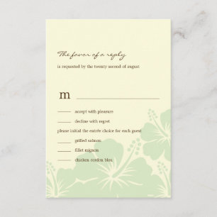 Deliciosa tarjeta RSVP de Boda Hibiscus (Verde)