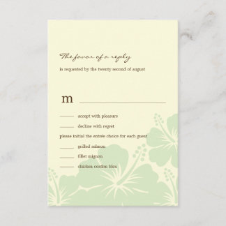Deliciosa tarjeta RSVP de Boda Hibiscus (Verde)