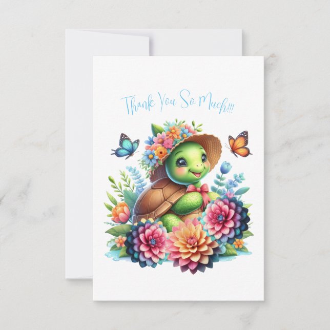 Deliciosa Tortuga Floral Mar Gracias Tarjeta De No (Anverso)