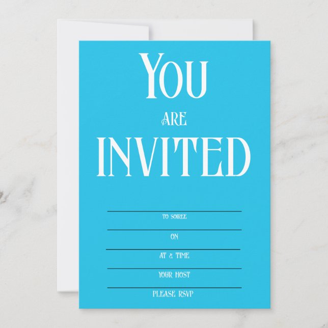 Deliciosas Invitaciones Azules para Evento (Anverso)
