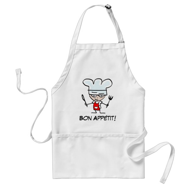 Delicioso delantal de barbacoa con simpático chef  (Frente)