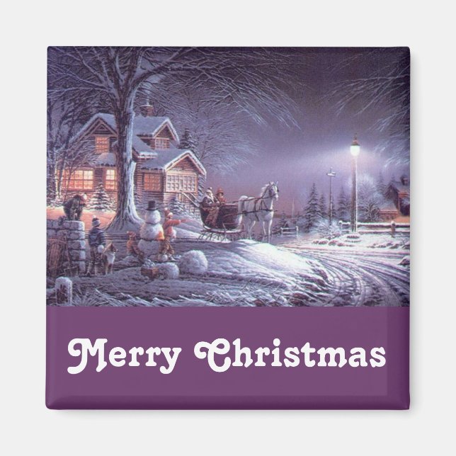 Delicioso imán vintage de Navidad. (Frente)