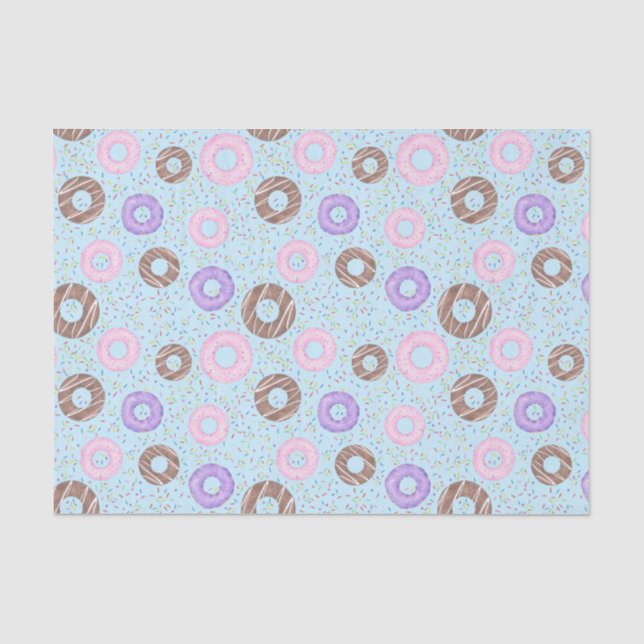 Deliciosos Donuts Papel de Seda sobre Azul (Anverso)