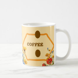 Deliciosos Granos de Café & Pegatina de Taza Flora