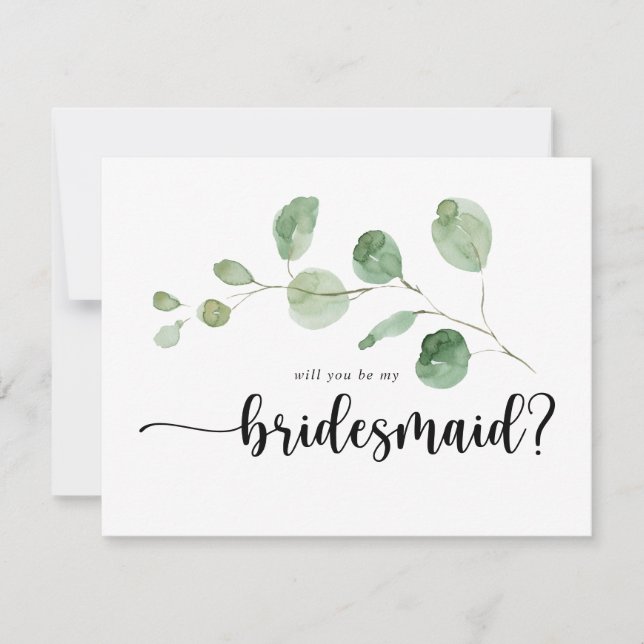 Delight Eucalyptus Bridesmaid Propuesta Tarjeta de (Anverso)
